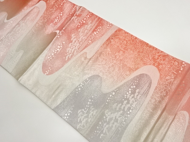 JAPANESE FUKURO OBI / WOVEN FLORAL PLANTS